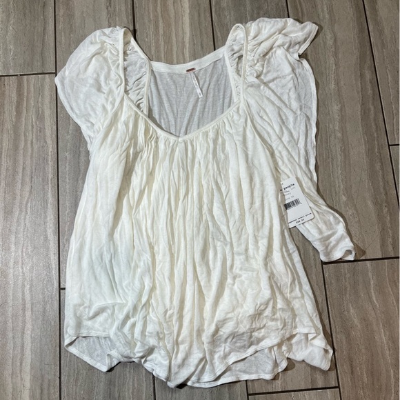 FREE PEOPLE Forever And Always Tee Top Ivory XSMALL New With Tags - Picture 3 of 4